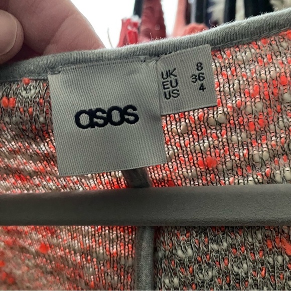 ASOS Creamsicle & White Boucle Bolero Open Front Blazer - Picture 14 of 15